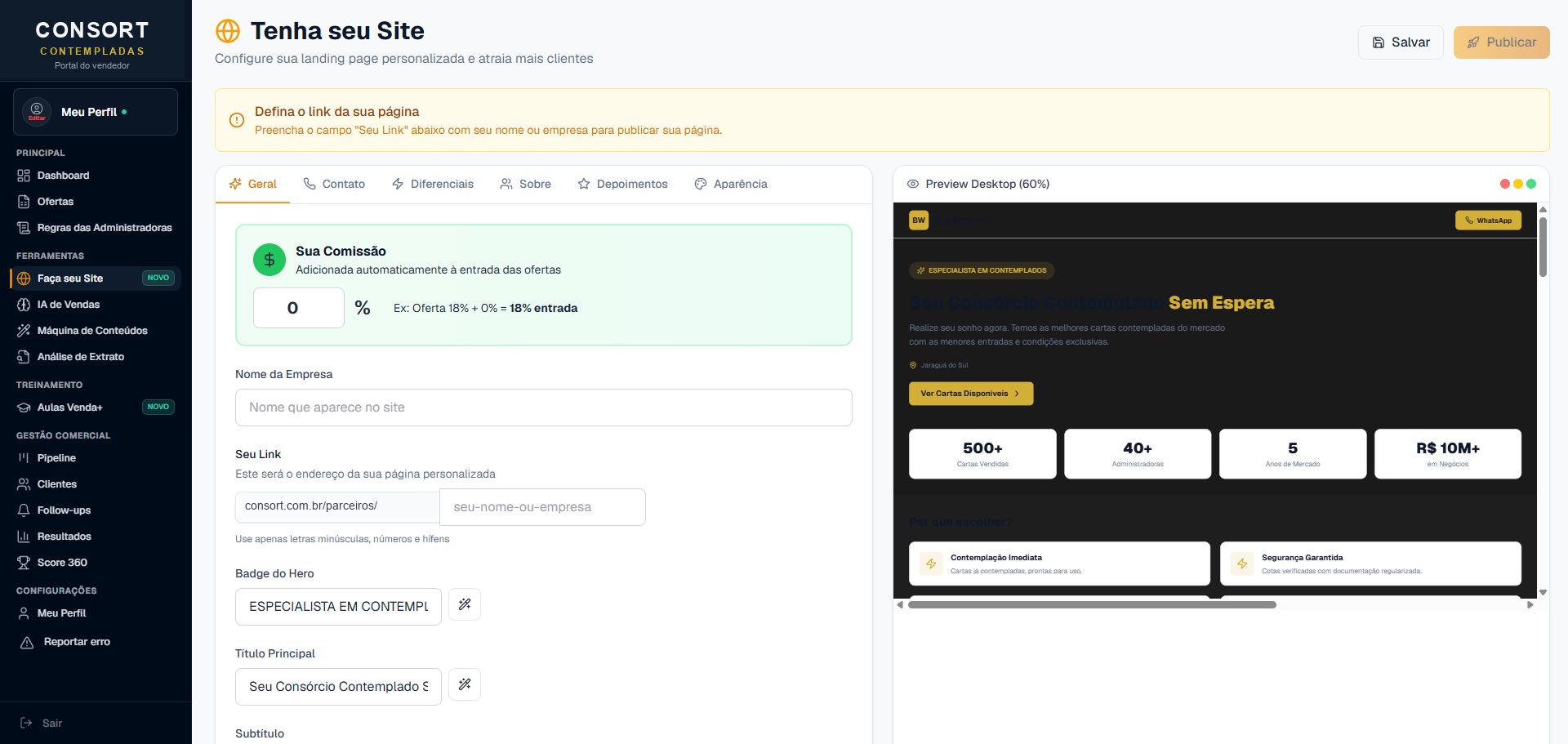 Site profissional pronto